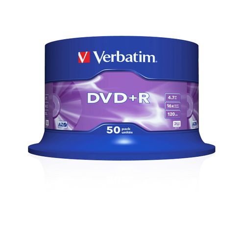 Verbatim 43550 4.7GB 16x DVD+R Matt Silver - 50 Pack Spindle
