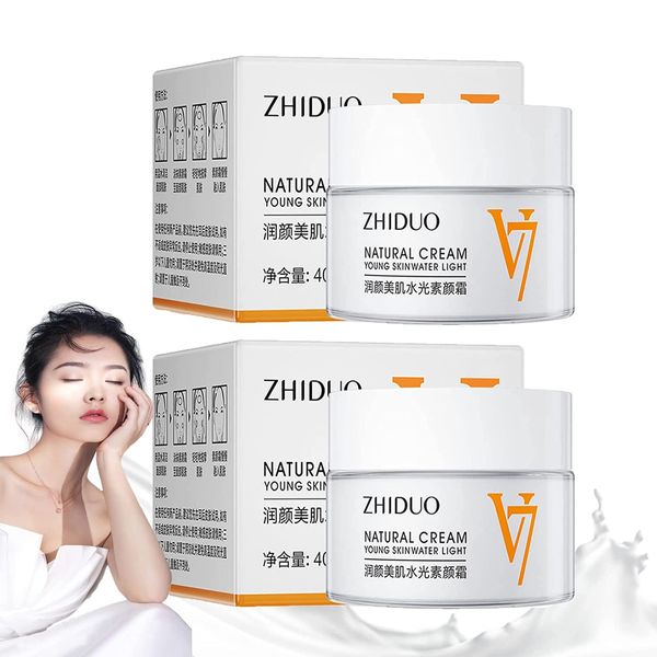 Zhiduo Natural Cream Young Skin Water Light, Feuchtigkeitsspendende Tone-up-Creme, V7 Deep Hydration Waterlight Make-up-Creme, Koreanische Feuchtigkeitsspendende Gesichtscreme (3 PCS)