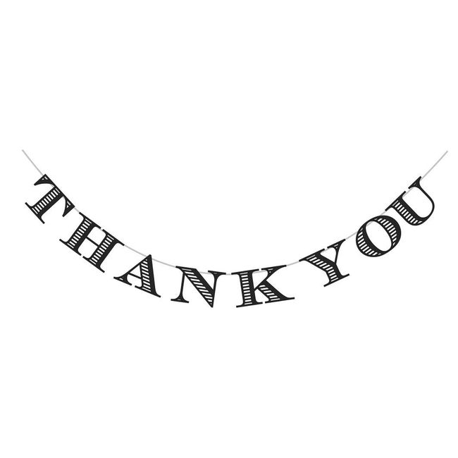 THANKYOU Letter Banner, Interior Decoration, Garland, Shop, Store, Wedding, Reception, After-party, Restaurant (Pearl Black)