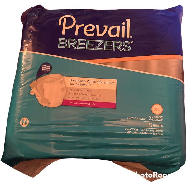 PREVAIL PVB-014/1 Breezers Incontinence Brief XL Mat Body Shape, Ultimate, PK 15