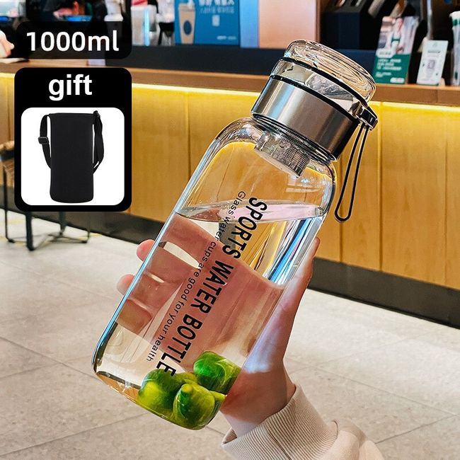 1000ml Sports Water Bottle with Time Scale Outdoor Fitness Travel Portable  Cups
