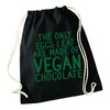 Flox Creative Black Drawstring Bag Only Eggs I Eat Vegan Chocolate