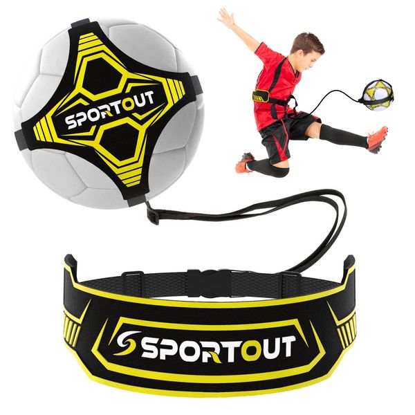 Sportout Football Kick Trainer, Hands Free Solo Practice,Widened Side Waist Protection, Adjustable Soccer Training Waist Belt,Football Training Equipment Fits for Size 3 4 5 Footballs, Kids and Adults