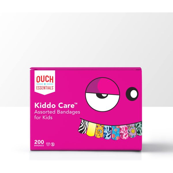 Ouch Essentials Kiddo Care - Kids Adhesive Bandages, Assorted Styles, 200 Count
