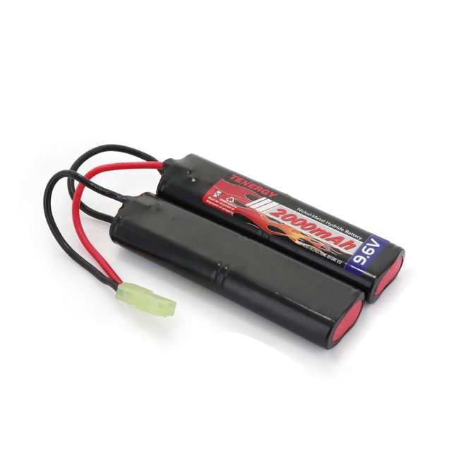 Tenergy Airsoft Battery 9.6V NiMH Nunchuck Battery with Mini Tamiya Connector High Capacity 2000mAh Battery Pack for Airsoft Guns