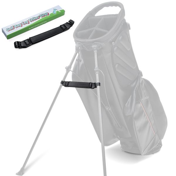 BIG TEETH Golf Stand Bag Leg Tether Strap Adjustable Length Magictape Black PU Leather