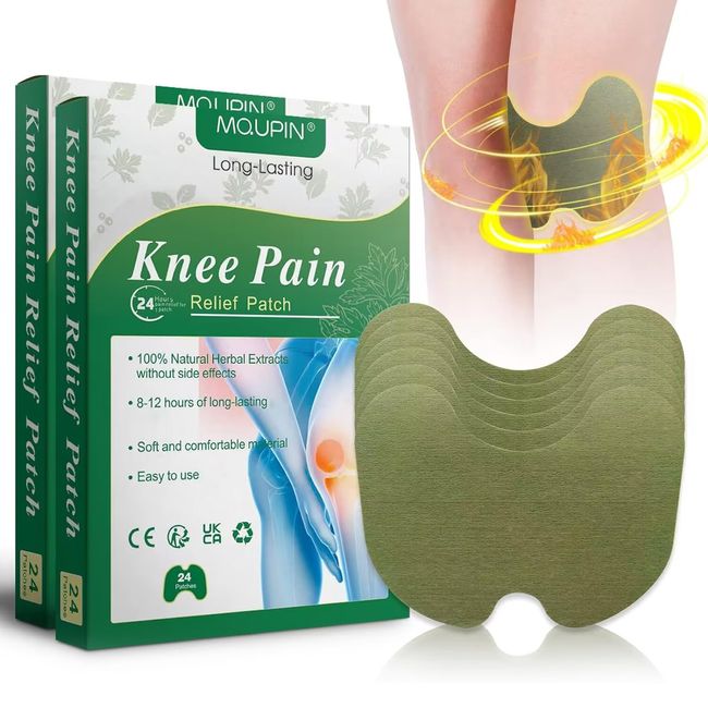 48 Pcs Knieschmerzlinderungspflaster,MQUPIN Pain Relief Patch, Schmerzlinderung Wärmepflaster für Nacken und Schulter