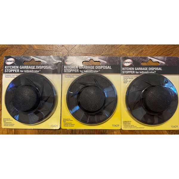 LOT OF 3 DANCO 10429 Garbage Disposal Stopper  Insinkerator Plumbing Black