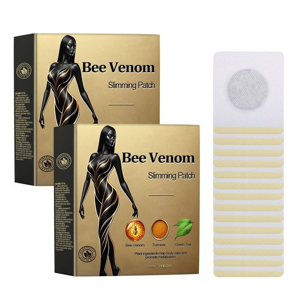 2Box Todahof Bee Venom Patch, Bostore Bee Venom Lymphatic Drainage Patch, Bee Venom Patch, Curves Body Shaping for Women and Men (2Box*7Pcs)