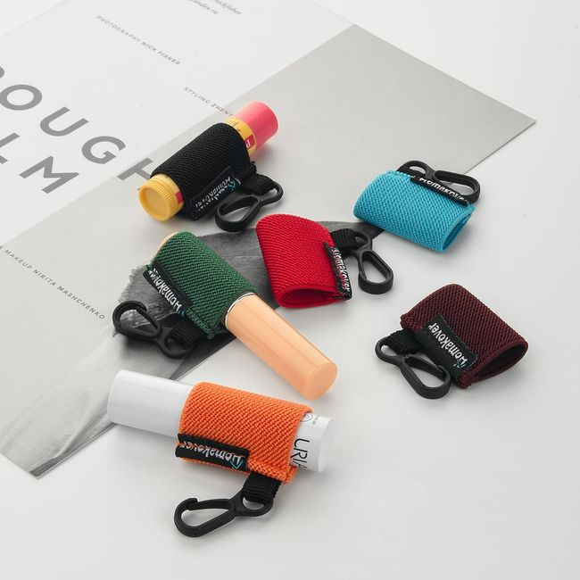 Chapstick Holder Keychain, New Cute Design Neoprene Lip Balm Keychain Holder - 6 Pack