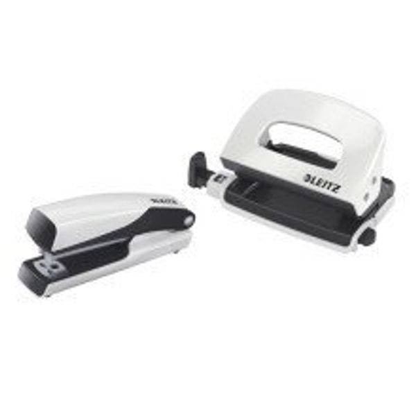 Leitz Set Mini Hole Punch Stapler NeXXt Wow Perlweiá