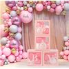 Baby Shower Boxes Party Decorations - 4 pcs Pink Transparent Balloon Boxes