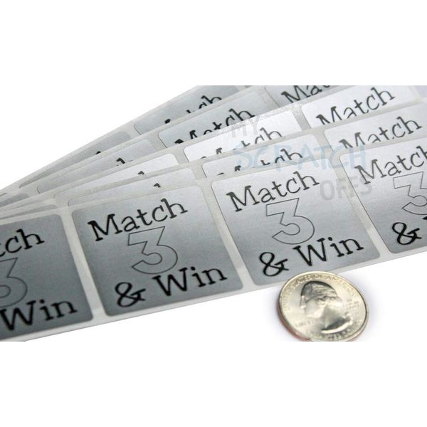 My Scratch Offs 1.5 Inch Silver Square Match 3 & Win Scratch Off Label Stickers - 250 Pack