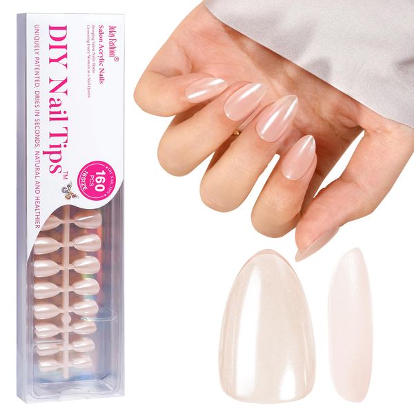 Jofay Fashion Press On Nails - Short Almond Nails, 160Pcs Acrylic Nails, Fake Nail Tips for DIY Nail Art, Soft Gel Nails, Glazed Donut, 16 Size