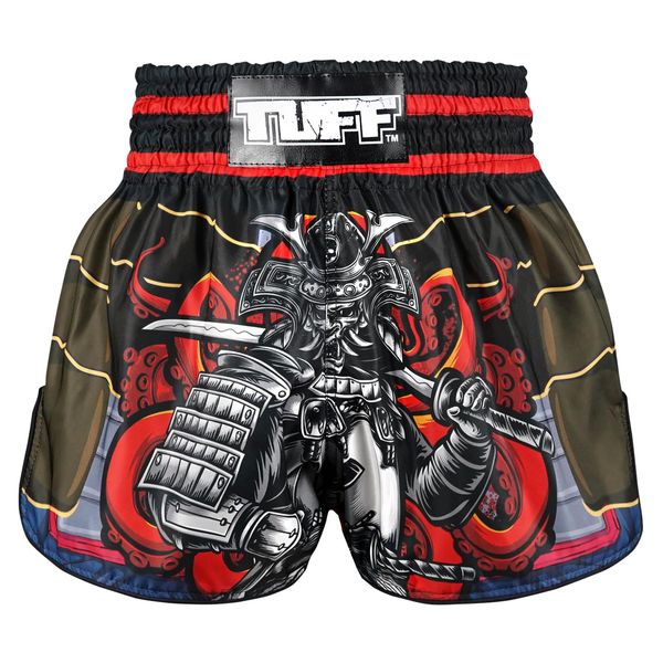 Tuff Sport Muay Thai Box-Shorts, Retro-Stil, klassisch, schmaler Schnitt, MMA, Kickboxen, Workout-Set, Kleidung, Training (TUF-RMS101-BRN, L)