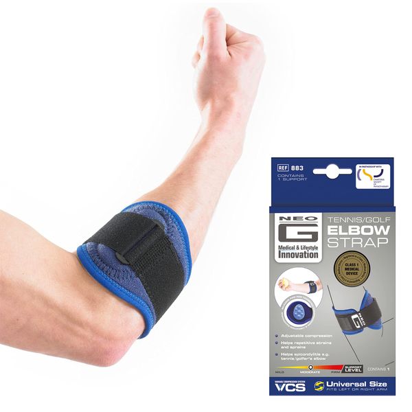 Neo G Tennis Elbow Support Strap - Golfers Elbow Support Strap - Support for Epicondylitis, Tennis/Golfers Elbow, Sprains & Repetitive Strain, Forearm Pain – Class 1 Medical Device