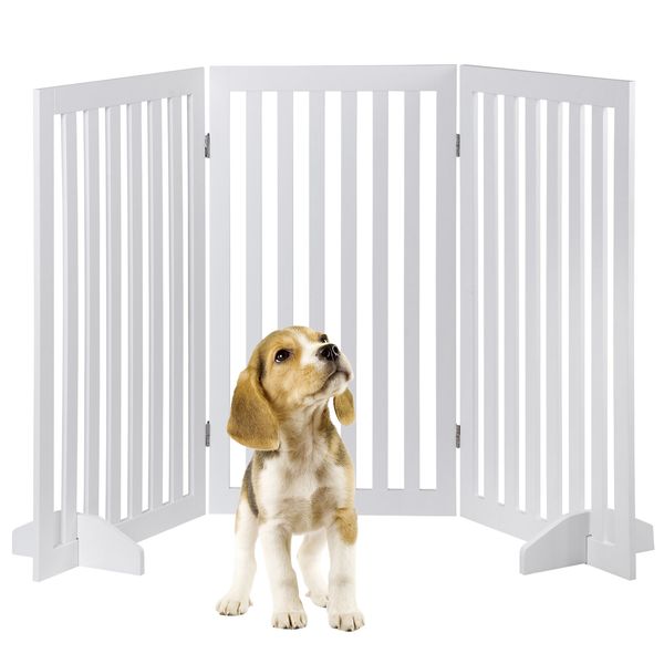 Folding Pet Gate for Dogs Wooden Dog Gate 3 Panels Dog Fence Indoor for Stairs