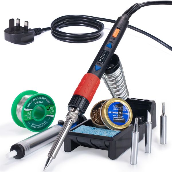 YIHUA 928D-III 110W Portable Digital Soldering Iron Kit with Temperature Stabilization Function and LED Display for Soldering & Desoldering Stained Glass(UK Plug)