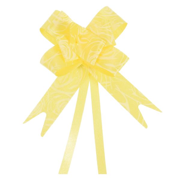 M METERXITY 100 Pack Pull Bows - Rose Pattern Present Wrap String Bow Ribbon, (8" Yellow)