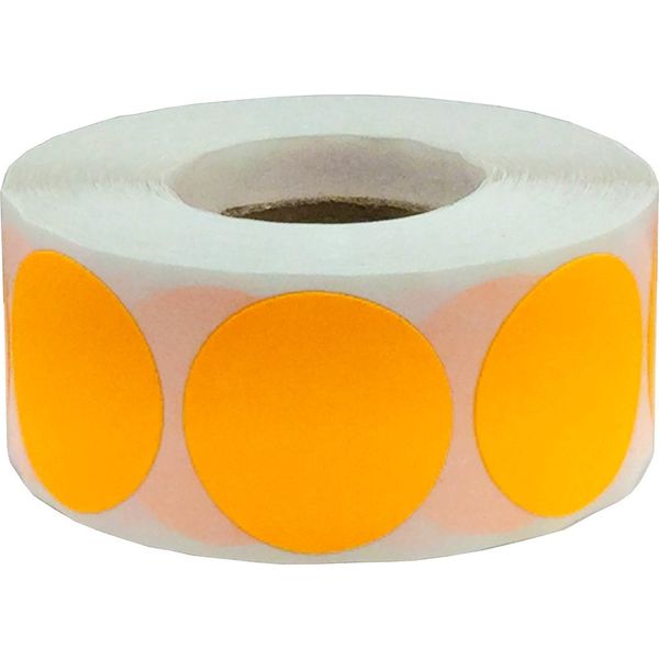 Orange Fluorescent Circle Stickers, 25mm 1 Inch Dot Labels 500 Pack