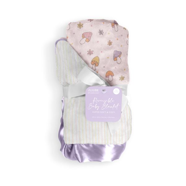 JuJuBe x Studio Oh! Baby Essentials Reversible Baby Blanket - Soft Throw for Newborns & Infants, Ideal for Tummy Time, Home, Travel & Nursery Essentials - Perfect Mushy Love