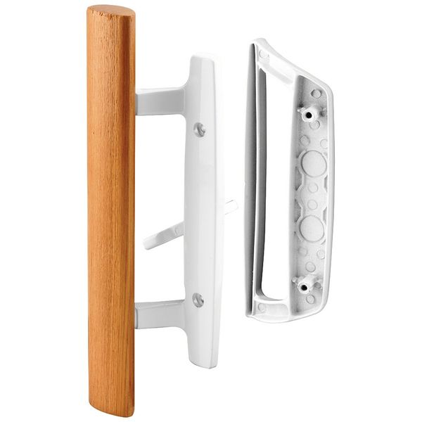 PRIME-LINE C 1204 Sliding Glass Door Handle Set – Replace Old or Damaged Door Handles Quickly and Easily – White Diecast, Mortise/Hook Style (Fits 3-15/16” Hole Spacing)