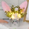 Lighted LED Easter Bunny Rabbit Ears Floral Centerpiece Table Spring Home Decor