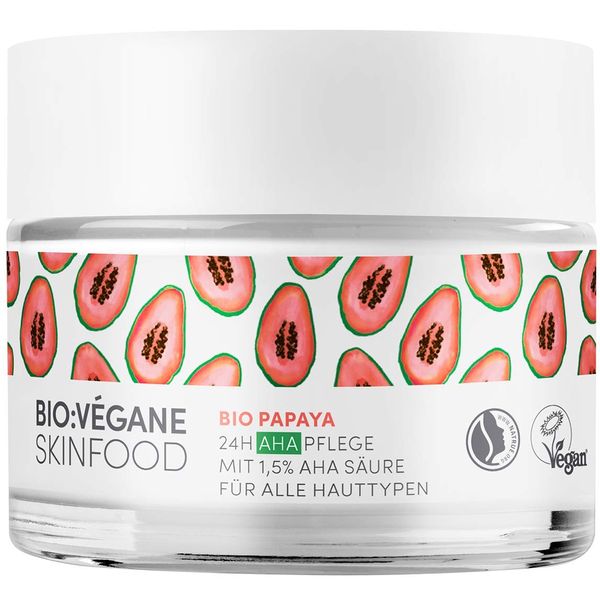 BIO:VEGANE SKINFOOD Organic Papaya 24 Hour AHA Care With 1.5% AHA Acid For All Skin Types 1.7 oz (50 ml)