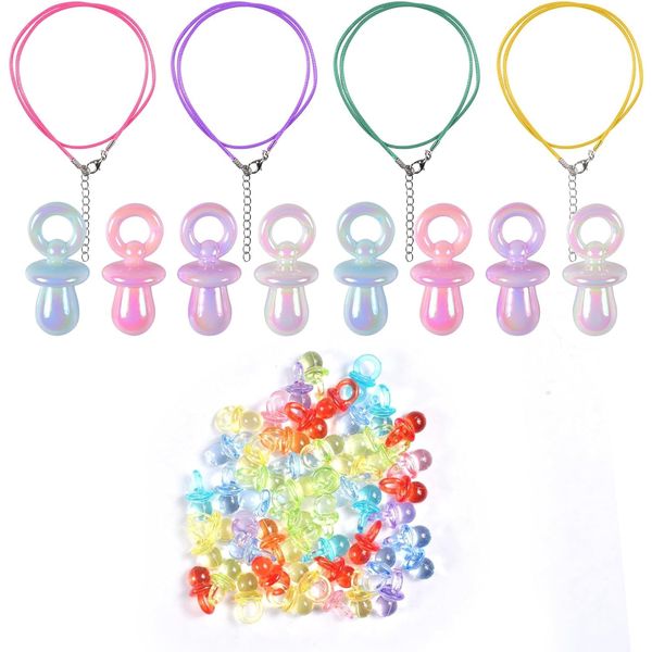 UieaMsio 90er Jahre Accessoires Schnullerkette, Choker Halskette Set Damen Mini Deko Schnuller Leistung Wachseil Mitgebsel Dekoschnuller 80er Jahre Outfit Geschenk für Mottoparty