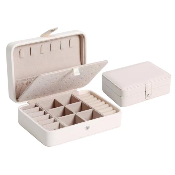 MaT store Jewelry Box, Accessory, Case, Storage, Ring, Jewelry, Small Items, Large Capacity, Present (White)