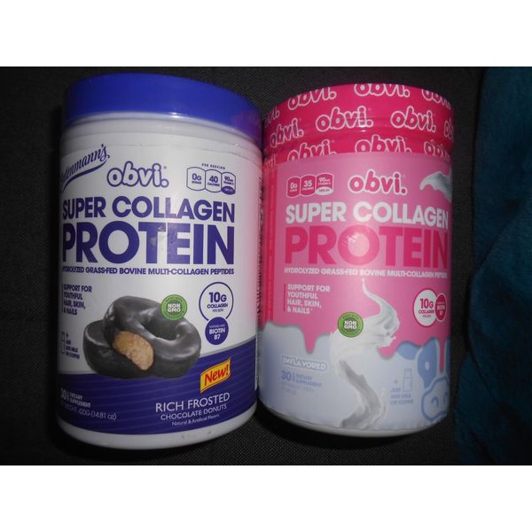 2 X Obvi Super Collagen Protein Powder Unflav & Chocolate Donut 420 g (14.81 oz)