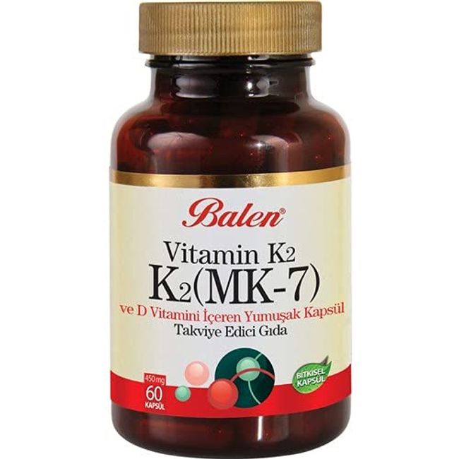 BALEN VİTAMİN K2 (MK-7) VE D VİTAMİNİ İÇEREN YUM.KAP. 450MG*60 1 Paket(1 x 1000 g)