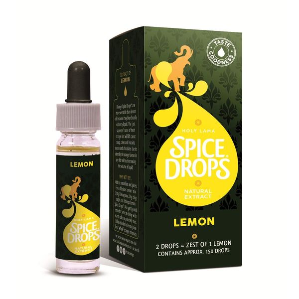 Holy Lama Spice Drops Lemon Zest Extract - Natural Cooking Ingredient, Savoury or Sweet Recipes. Citrus Flavour, Baking, Drinks, Cocktails 1 x 5ml Bottles