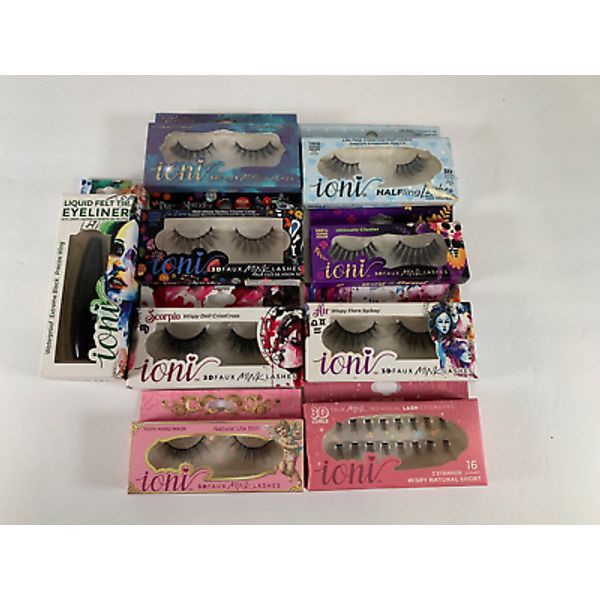 Ioni 3D faux mink eyelashes Liquid felt eyeliner lot of 8 flirty