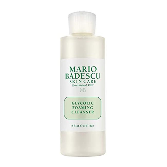 Mario Badescu Glycolic Foaming Cleanser for All Skin Types| Exfoliating Face Wash with Glycolic Acid & Aloe Vera| Visibly Evens Skin Tone & Texture | 6 Fl Oz (Pack of 1)