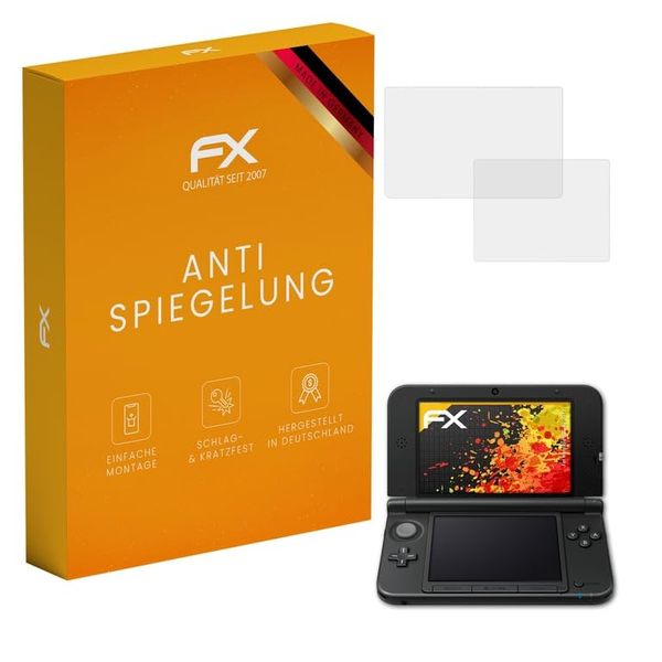 atFoliX Panzerfolie kompatibel mit Nintendo 3DS XL 2012 Schutzfolie, entspiegelnde und stoßdämpfende FX Folie (3er Set)