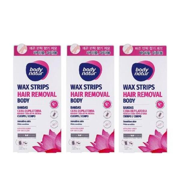 Body Nature Hair Removal Wax Strips for Body 16 Sheets x 3