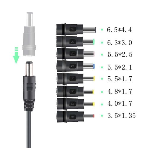 YACHUN USB Power Cable with Conversion Plug 5.5x2.1mm 1m DC Charger Cord Adapter for 8 in 1 Fan PSP Solar Panel and More 3.5 * 1.35 mm , 4.0 * 1.7mm , 4.8 * 1.7mm , 5.5 * 1.7 mm, 5.5 * 2.1 mm, 5.5 *