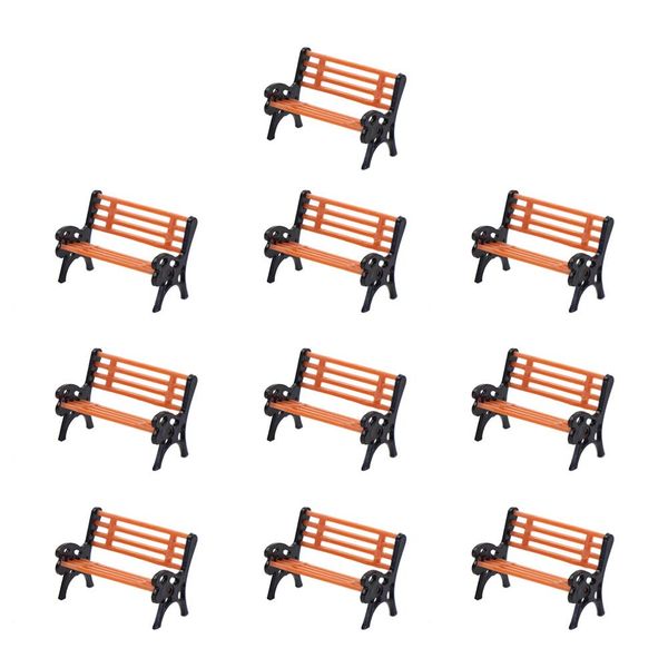 Evemodel Model Train Furnishing 10pcs HO TT 1:87 Scale Orange Park Street Seats