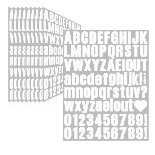 Llewyn 910 Pcs 10 Sheets Letter Stickers,Self Adhesive Waterproof 1 Inch Mailbox Numbers Vinyl Stickers,Alphabet Decals for Water Bottle,Window,Door,Classroom,Car,Laptop,Scrapbook (White, 1 Inch)