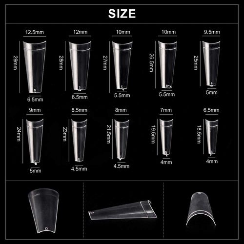 KADS French Coffin Ballerina Nail Tips Acrilico Mezze Unghie Finte 10 Misure 500 Pz con Scatola (HC76)