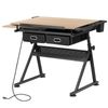 Height Adjustable Drafting Table Drawing Artist Craft Desk w/Stool Outlet Natura