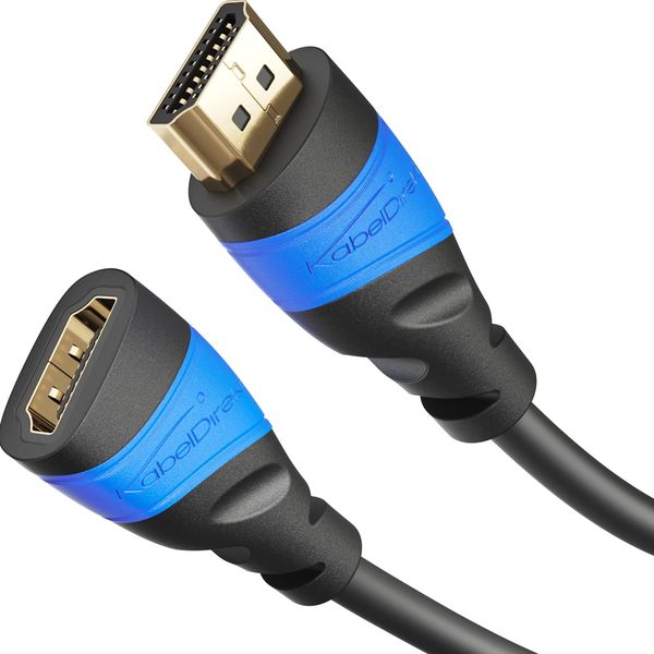 KabelDirekt – HDMI Verlängerung mit spezieller A.I.S. Schirmung – 10m (4K@60Hz Ultra HD – High Speed HDMI mit Ethernet, Verlängerungskabel für Blu-ray/PS5/Xbox Series X/Switch)