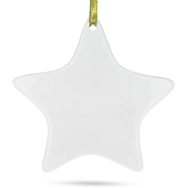 4.3-Inch Ceramic White Star Christmas Ornament