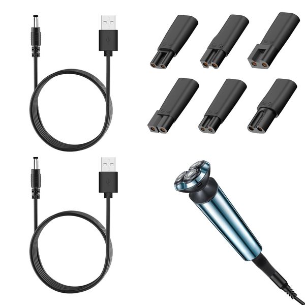 INBOLM USB Shaver Charger Cable Kit,6 in 1 Electric Beard Trimme Charger Shaver Power Adapter Cord Replacement Razor Charger with 6 Charging Cables and 2 Power Lead