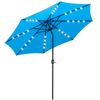 10 FT Sky Blue Solar Patio Umbrella 24LED Solar Umbrella w/ Tilt and Crank