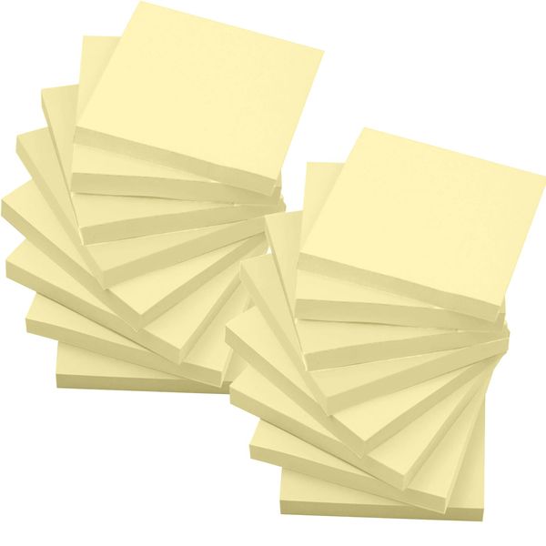 16 Blöcken 1600 Stück Haftnotizen Kanariengelb, 76 x 76 mm Klebezettel Wiederaufklebbar Sticky Notes für Büro Haus