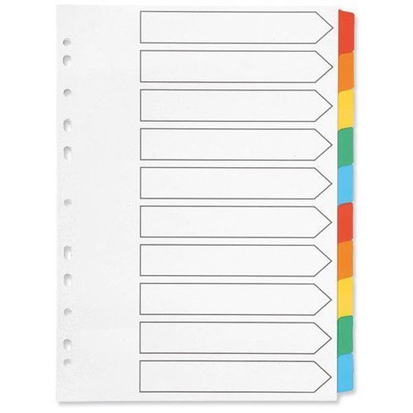 A4 Mylar Divider 10-Part Multi-Color WX01526
