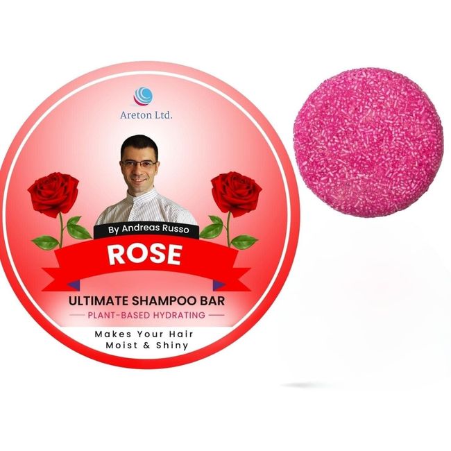 Festes Shampoo Für trockenes Haar, versorgt mit Feuchtigkeitrockene juckende Kopfhaut, repariert geschädigtes raues Haar, Glattes, seidiges Haar, SLS freies Bio-Shampoo 60g (Rose)