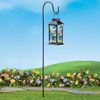 Solar Lighted Stained Glass Look Butterfly Garden Lantern w/ Shepherd's Hook